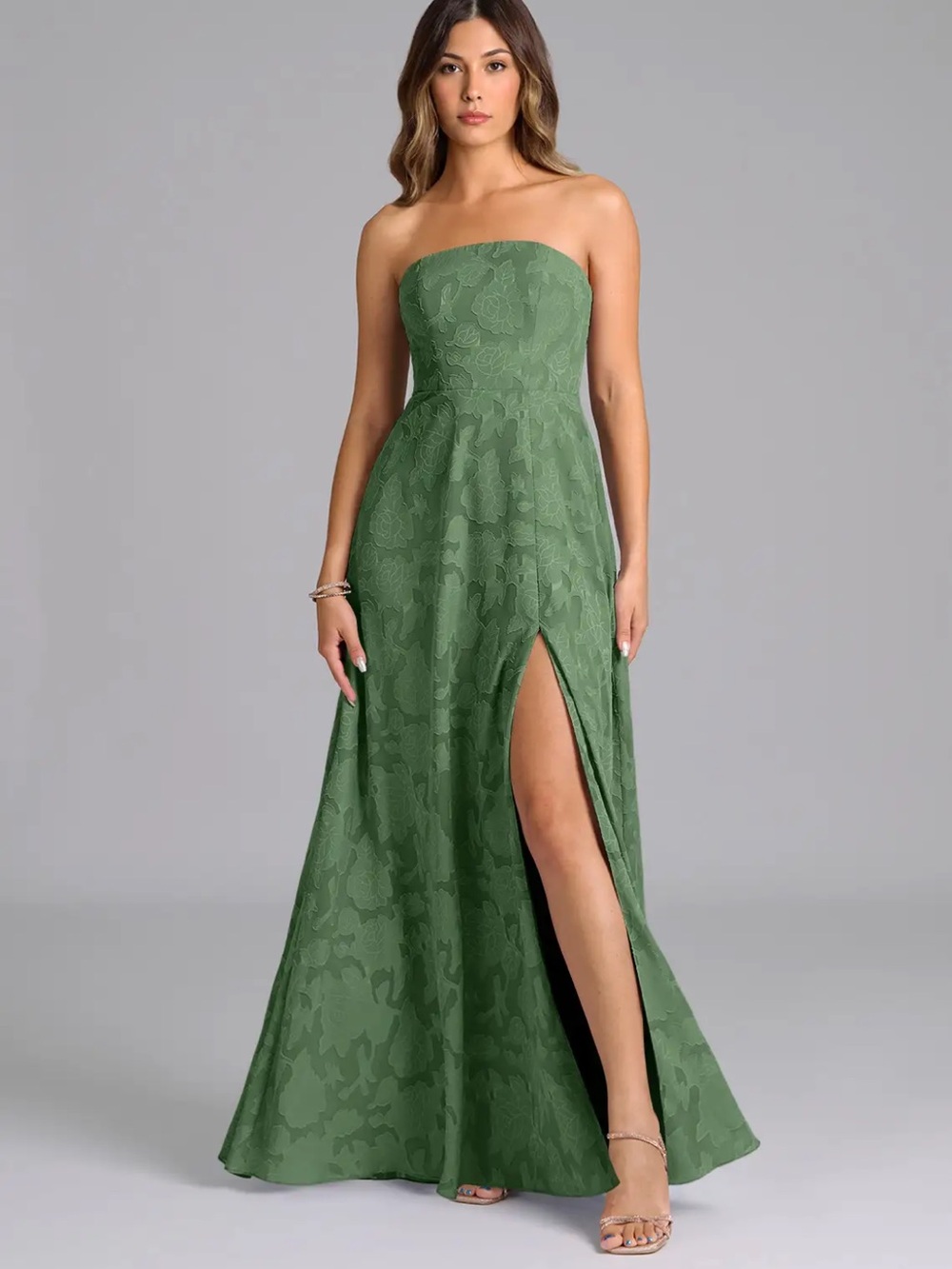 NWT Azazie wren bridesmaid dress green eucalyptus size 12